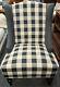 Contemporary Wingback Upholstered Checkerboard Fireside Chair Cs N37