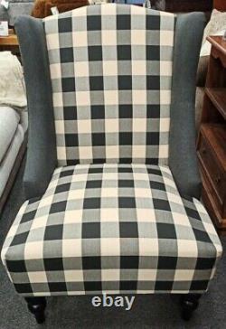 Contemporary Wingback Upholstered Checkerboard Fireside Chair CS N37