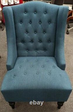 Contemporary Wingback Upholstered Navy Blue Fireside Chair CS N37