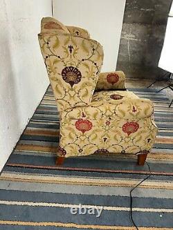 Cream and Red Filigree Pattern Electric Reclining Wing Back Fire Side Chair