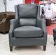 Crofter High Back Wing Chair Vintage Grey Leather Fireside Armchair