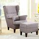 Curved Wing Back Armchair Chesterfield Chair Fireside Armchair And Footstool Set