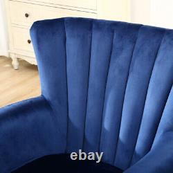 Curved Wing Back Armchair Velvet Pleated Cocktail Chair Bedroom Fireside Sofa