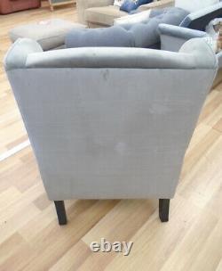 DUNELM Fireside Armchair In Grey Velvet-Style Material CS W55