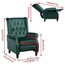 Dark Green Recliner Chair Armchair Sofa WingBack Fabric Fireside Leisure Velvet