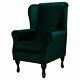 Dark Green Velvet Fireside Wingback Armchair Upholstered Handmade