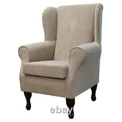 Dimple Mink Wingback Armchair Handmade Accent Fireside Chair British Bespoke
