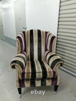 Duresta'somerset' Wing Back Chair Stripe, Wingback Devonshire, Fireside 1/2