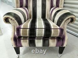 Duresta'somerset' Wing Back Chair Stripe, Wingback Devonshire, Fireside 1/2