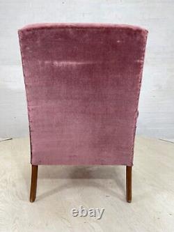 EB4314 Parker Knoll Wingback Fireside Chair, Pink Cotton Velour, Vintage