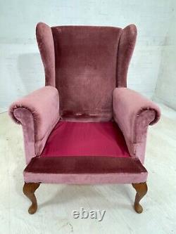EB4314 Parker Knoll Wingback Fireside Chair, Pink Cotton Velour, Vintage
