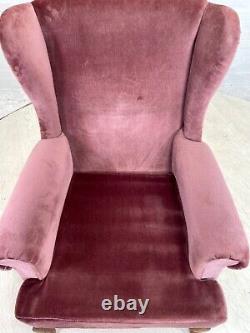 EB4314 Parker Knoll Wingback Fireside Chair, Pink Cotton Velour, Vintage