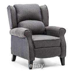 Eaton Wing Back Fabric Herringbone Fireside Recliner Armchair Sofa Lounge Chair