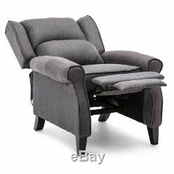 Eaton Wing Back Fabric Herringbone Fireside Recliner Armchair Sofa Lounge Chair