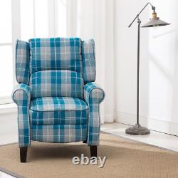 Eaton Wing Back Fireside Check Fabric Recliner Armchair Sofa Chair Reclining Cin