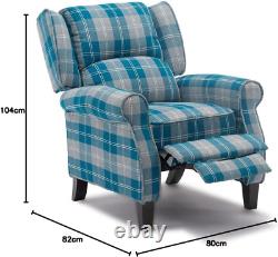 Eaton Wing Back Fireside Check Fabric Recliner Armchair Sofa Chair Reclining Cin