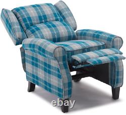 Eaton Wing Back Fireside Check Fabric Recliner Armchair Sofa Chair Reclining Cin