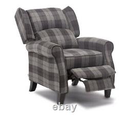 Eaton Wing Back Fireside Check Fabric Recliner Armchair Sofa Lounge Armchair