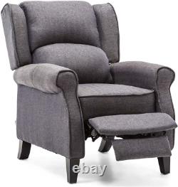 Eaton Wing Back Fireside Herringbone Fabric Recliner Armchair Sofa Chair Reclini