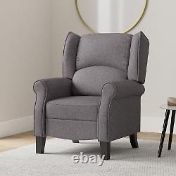 Eaton Wing Back Fireside Herringbone Fabric Recliner Armchair Sofa Chair Reclini