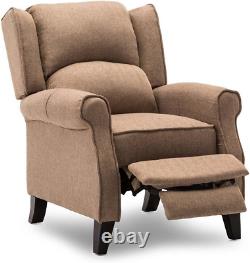 Eaton Wing Back Fireside Herringbone Fabric Recliner Armchair Sofa Chair Reclini