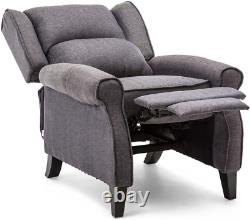 Eaton Wing Back Fireside Herringbone Fabric Recliner Armchair Sofa Chair Reclini