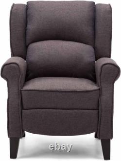 Eaton Wing Back Fireside Herringbone Fabric Recliner Armchair Sofa Chair Reclini