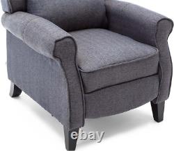 Eaton Wing Back Fireside Herringbone Fabric Recliner Armchair Sofa Chair Reclini