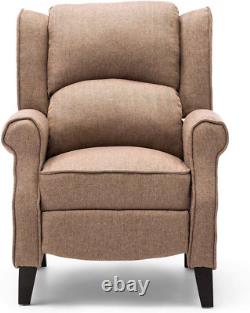 Eaton Wing Back Fireside Herringbone Fabric Recliner Armchair Sofa Chair Reclini