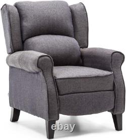 Eaton Wing Back Fireside Herringbone Fabric Recliner Armchair Sofa Chair Reclini