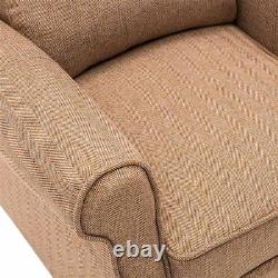 Eaton Wing Back Fireside Herringbone Fabric Recliner Armchair Sofa Chair Reclini