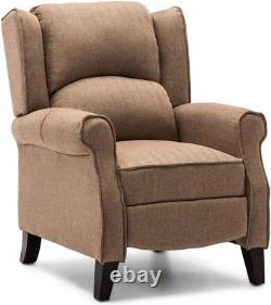 Eaton Wing Back Fireside Herringbone Fabric Recliner Armchair Sofa Chair Reclini