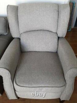Eaton Wingback Fireside Recliner Chair in Grey herringbone fabric