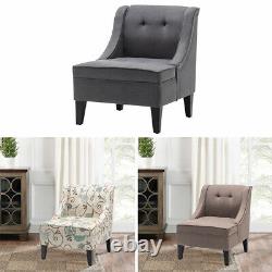 Fabric Armchair Accent Button Lounge Sofa Black Wooden Legs Chair Fireside Seat