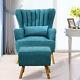 Fabric Fireside Armchair + Footstool Home Office Furniture Wing Reception Chair