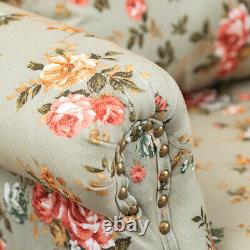 Fabric Floral Tub Chair Armchair Wingback Rivet Sofa Living Room Fireside Hotel