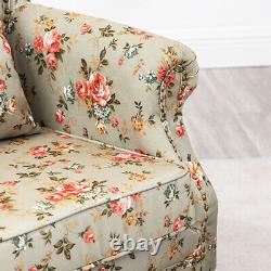 Fabric Floral Tub Chair Armchair Wingback Rivet Sofa Living Room Fireside Hotel