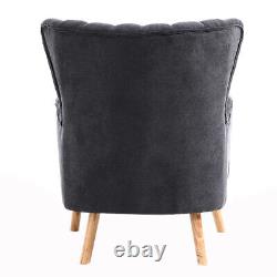 Fabric High Back Armchair Shell Back Chair Fireside Lounge Sofa with Foot Stool