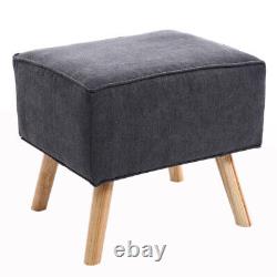 Fabric High Back Armchair Shell Back Chair Fireside Lounge Sofa with Foot Stool