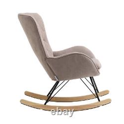 Fabric High Back Rocking Chair Armchair Lounge Fireside Sofa Relaxing Sofa Grey