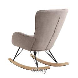 Fabric High Back Rocking Chair Armchair Lounge Fireside Sofa Relaxing Sofa Grey