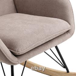 Fabric High Back Rocking Chair Armchair Lounge Fireside Sofa Relaxing Sofa Grey