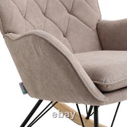 Fabric High Back Rocking Chair Armchair Lounge Fireside Sofa Relaxing Sofa Grey