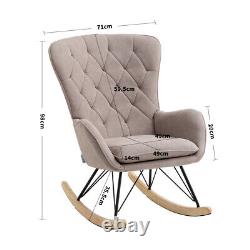 Fabric High Back Rocking Chair Armchair Lounge Fireside Sofa Relaxing Sofa Grey