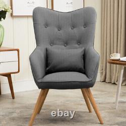 Fabric High Back Wing Tub Chair Armchair Lounge Single Sofa Fireside Seat Button