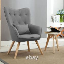 Fabric High Back Wing Tub Chair Armchair Lounge Single Sofa Fireside Seat Button