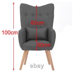 Fabric High Back Wing Tub Chair Armchair Lounge Single Sofa Fireside Seat Button