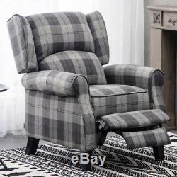 Fabric Recliner Armchair High Back Winged Sofa Reclining Chair Fireside Bedroom