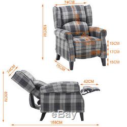 Fabric Recliner Armchair High Back Winged Sofa Reclining Chair Fireside Bedroom