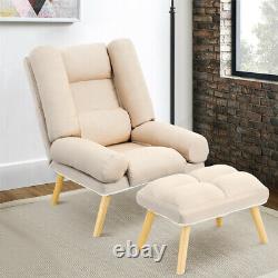 Fabric Recliner Chair Sofa Wing Back Fireside Occasional Armchair With Footstool